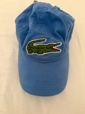 Lacoste Big Croc Gabardine Cap in Blue with Leather Adjustable Strap